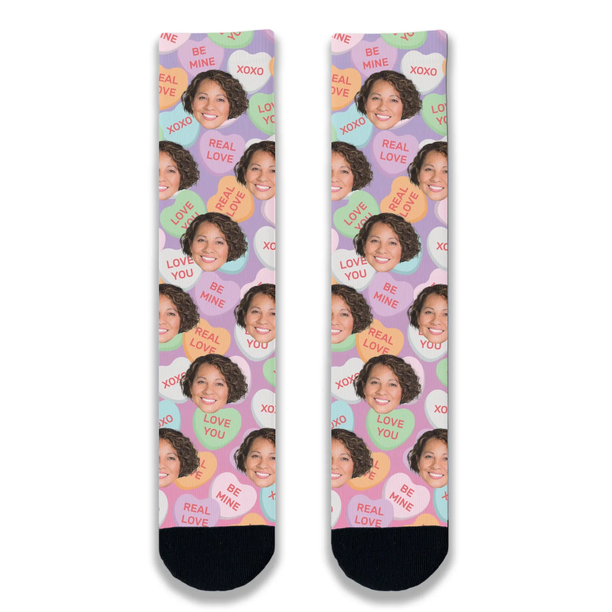 All Over Love Hearts Personalised Face Socks - Image 3