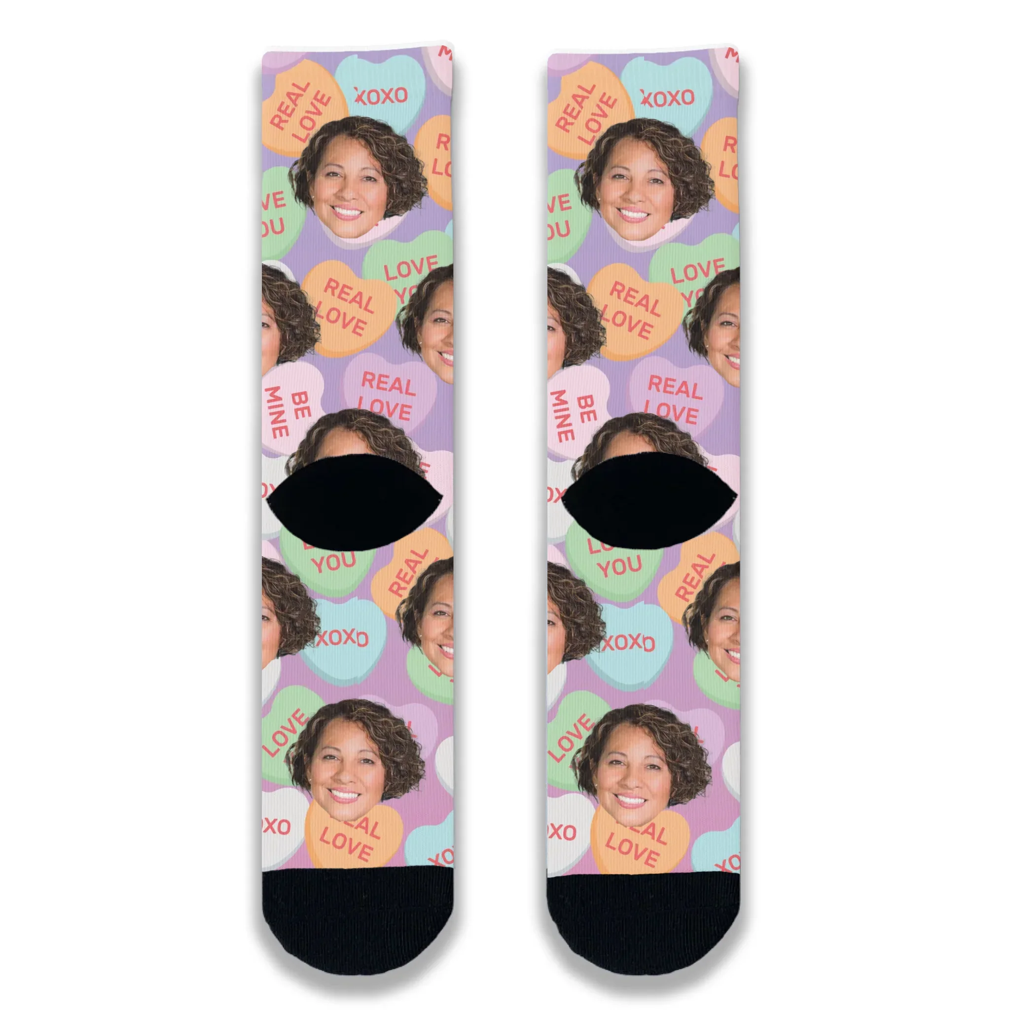 All Over Love Hearts Personalised Face Socks - Image 4