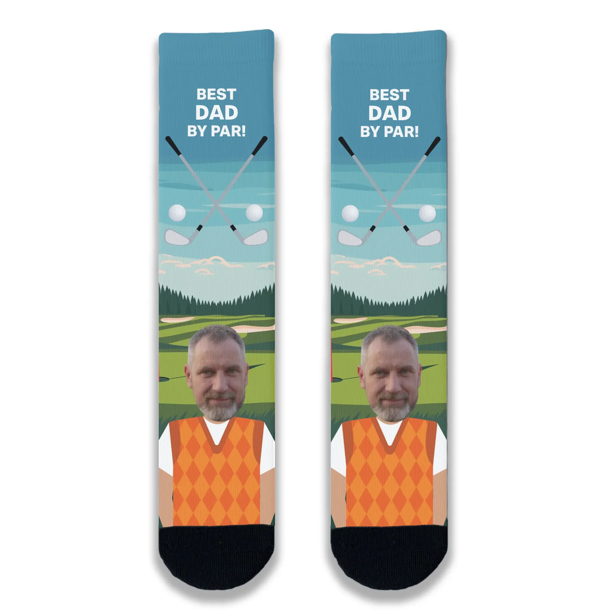 Best Dad By Par Golfer Personalised Face Socks - Image 3