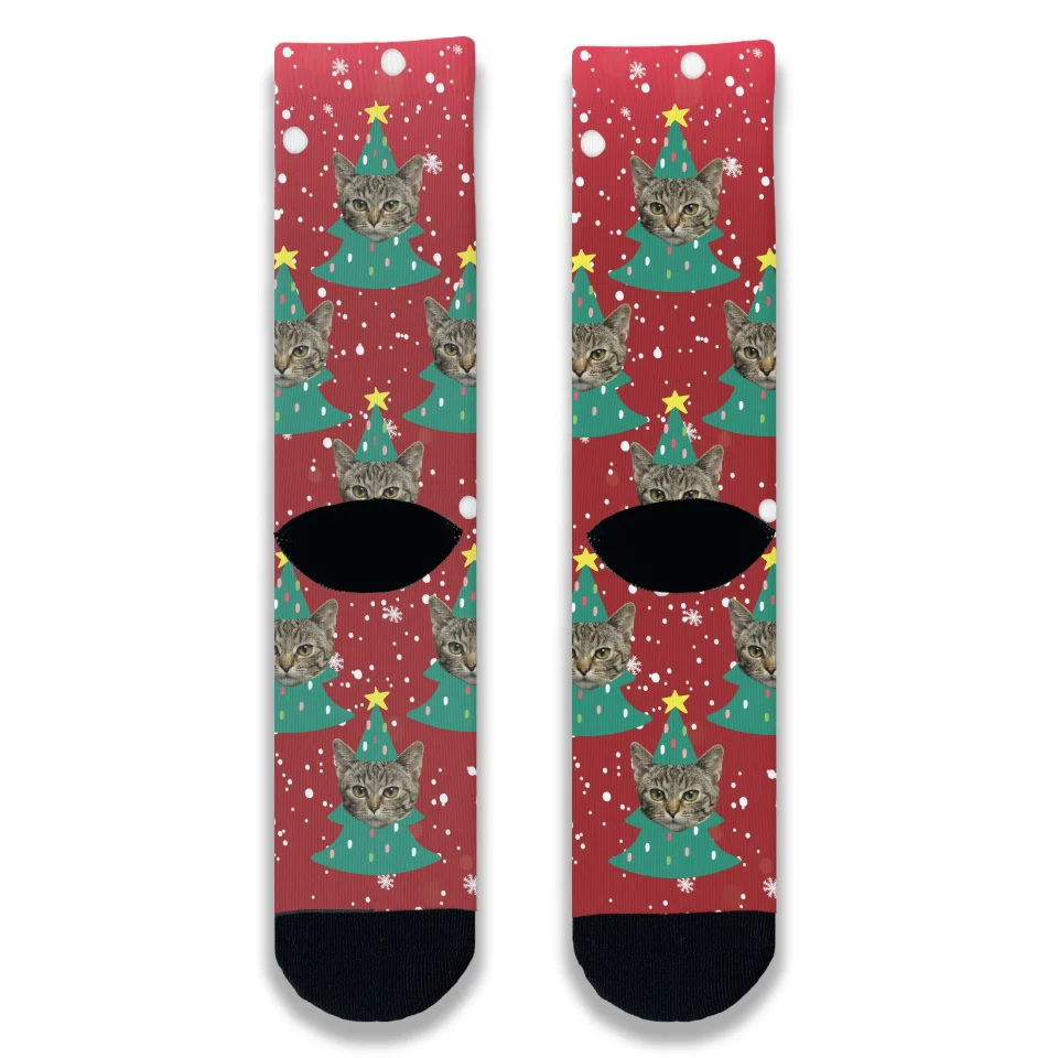 Christmas Cat Tree Personalised Socks - Image 5