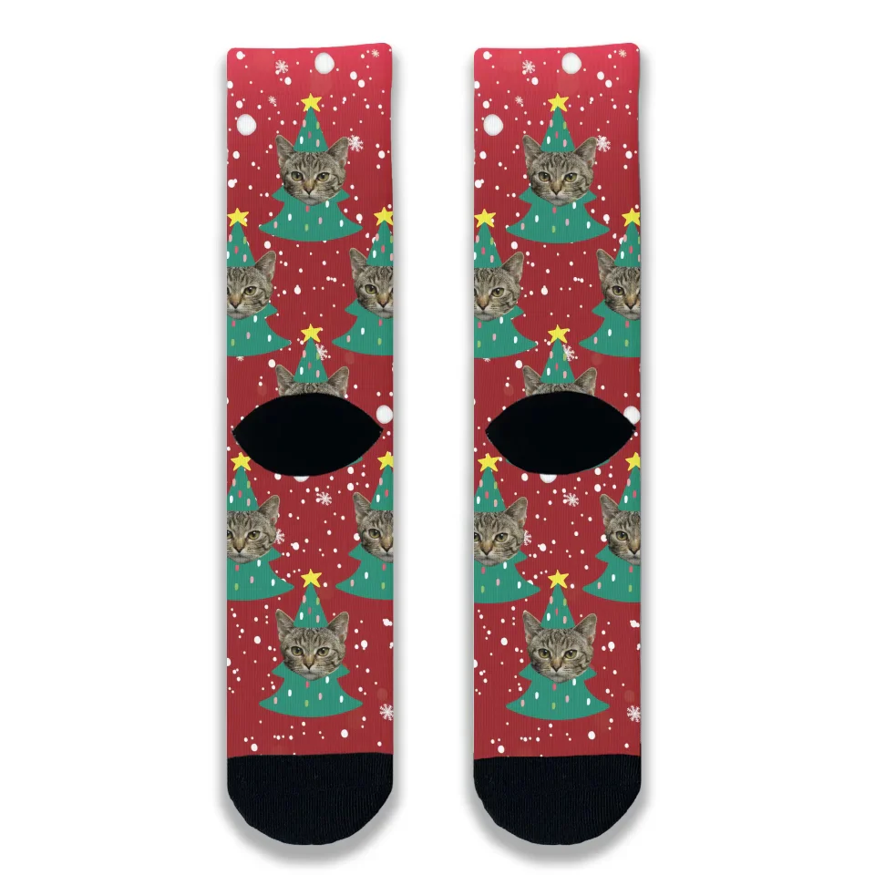 Christmas Cat Tree Personalised Socks - Image 6