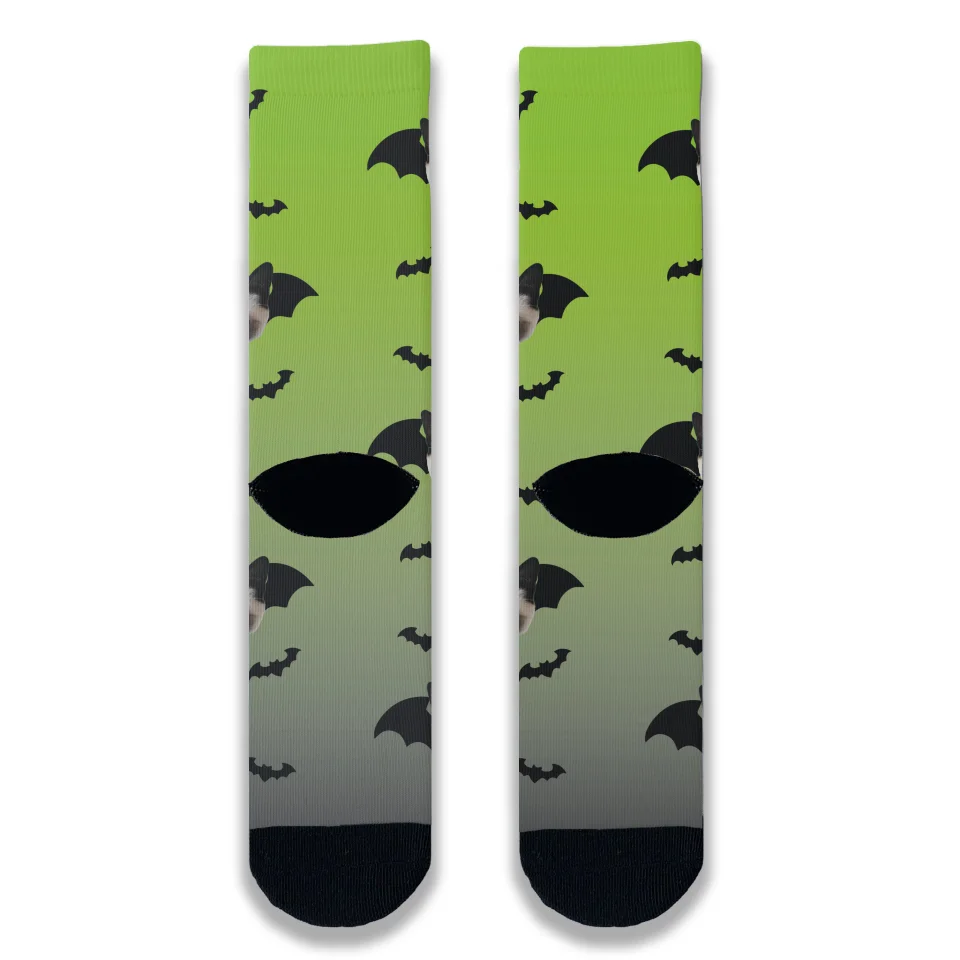 Halloween Cat Bat Personalised Socks - Image 5