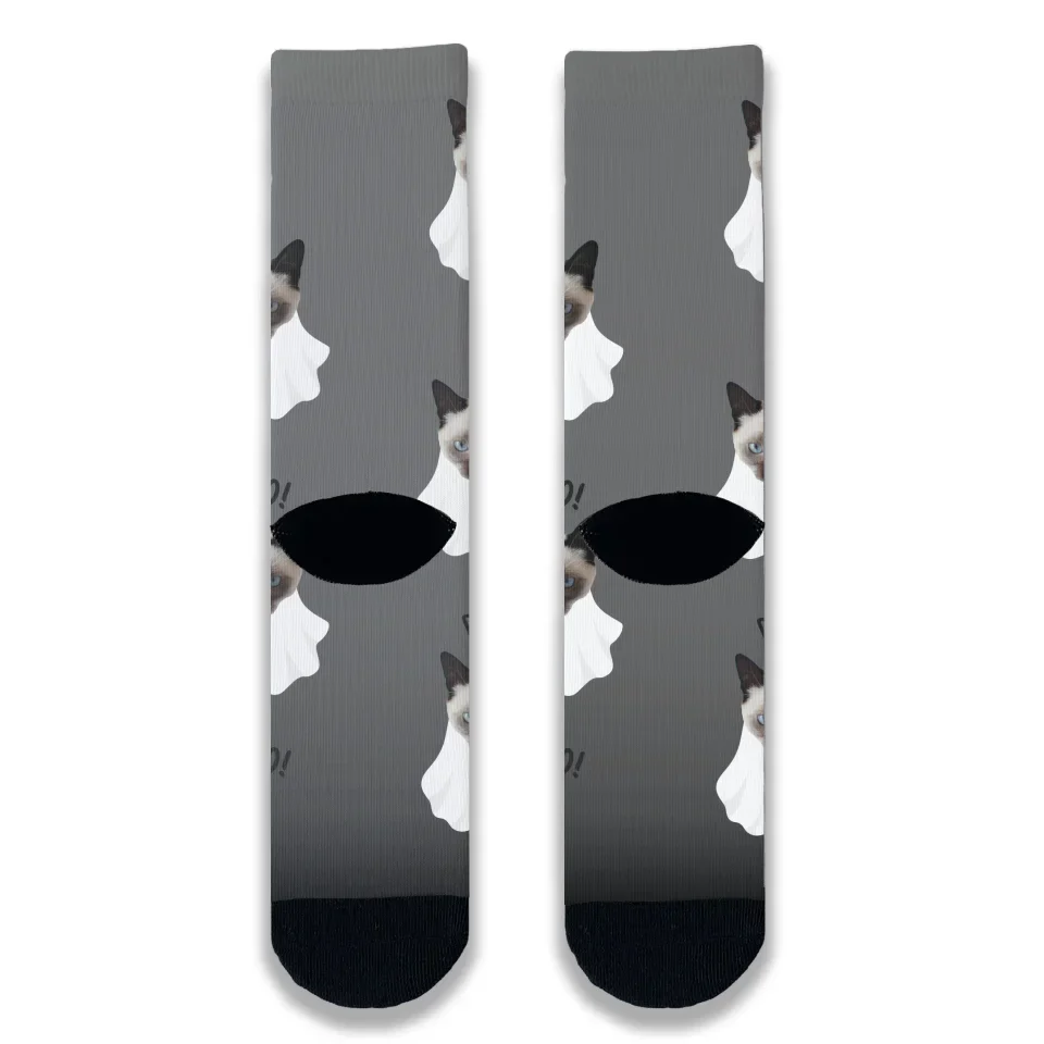 Halloween Cat Ghost Personalised Socks - Image 5