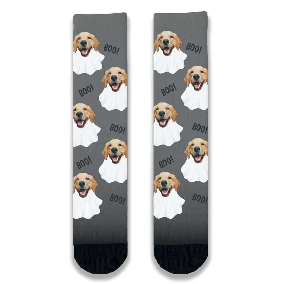 Halloween Dog Ghost Personalised Socks - Image 3