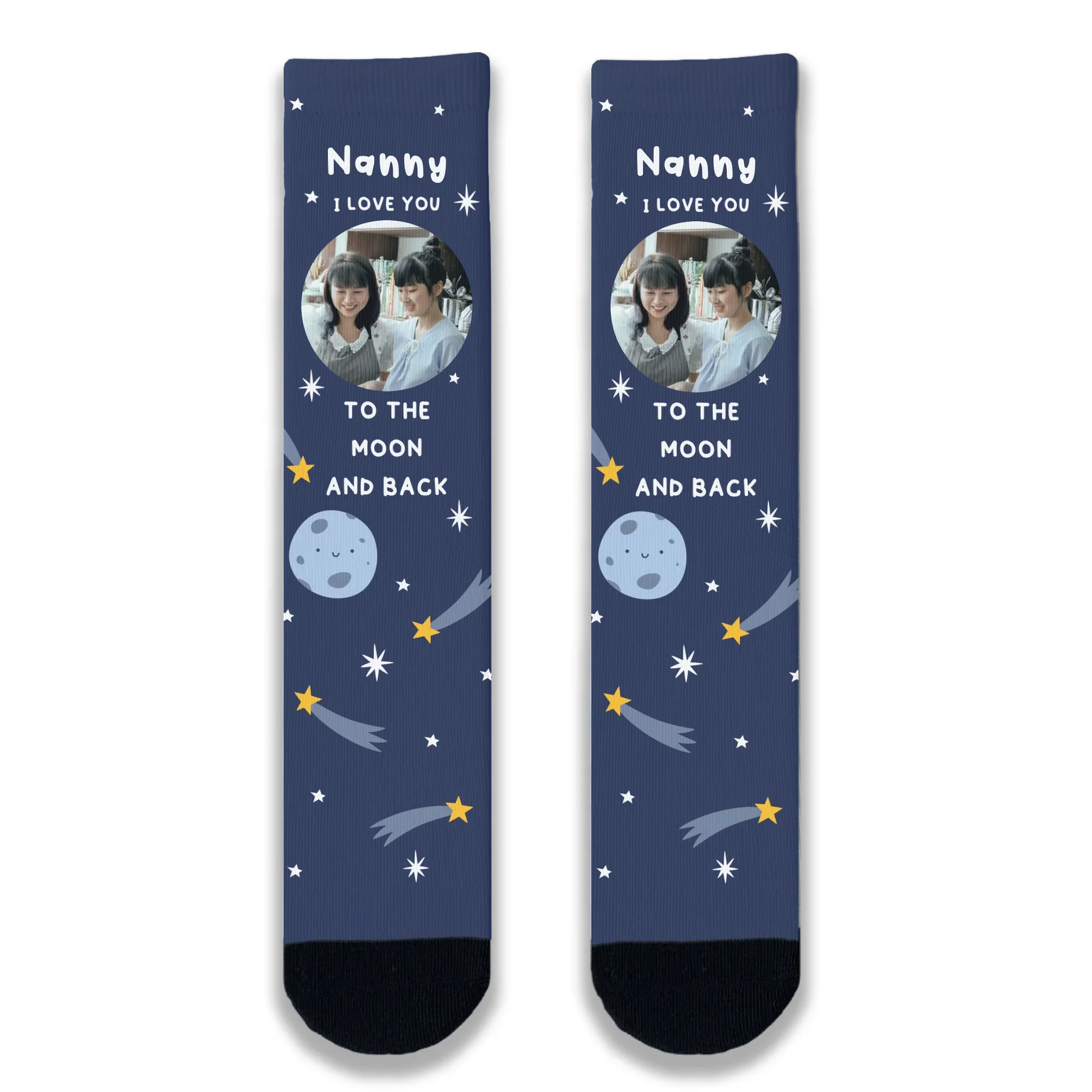 Nanny I Love You To The Moon and Back Personalised Socks - Image 3
