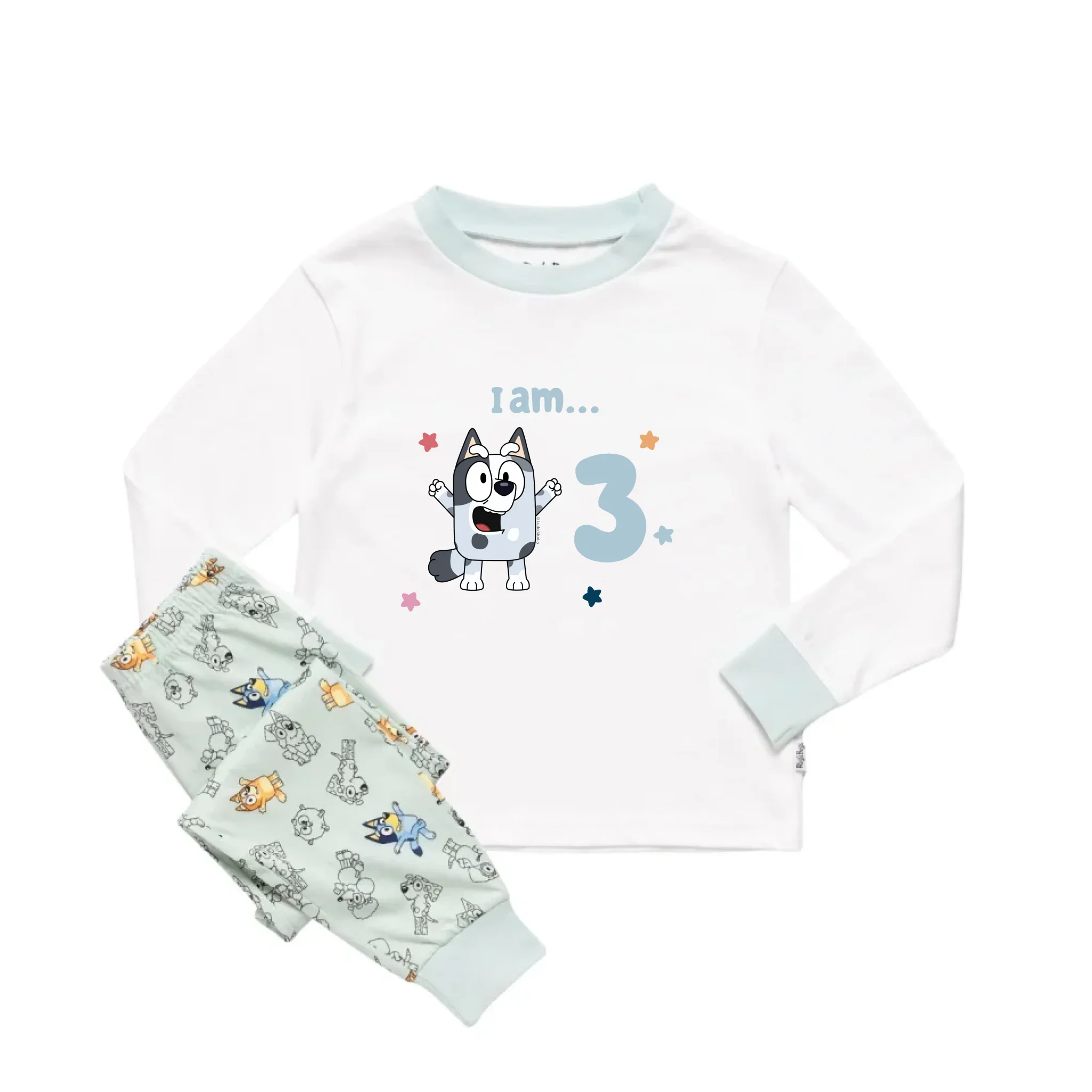 Personalised Bluey Birthday 'I am...' Kids' Long Sleeve Pyjamas - Image 16