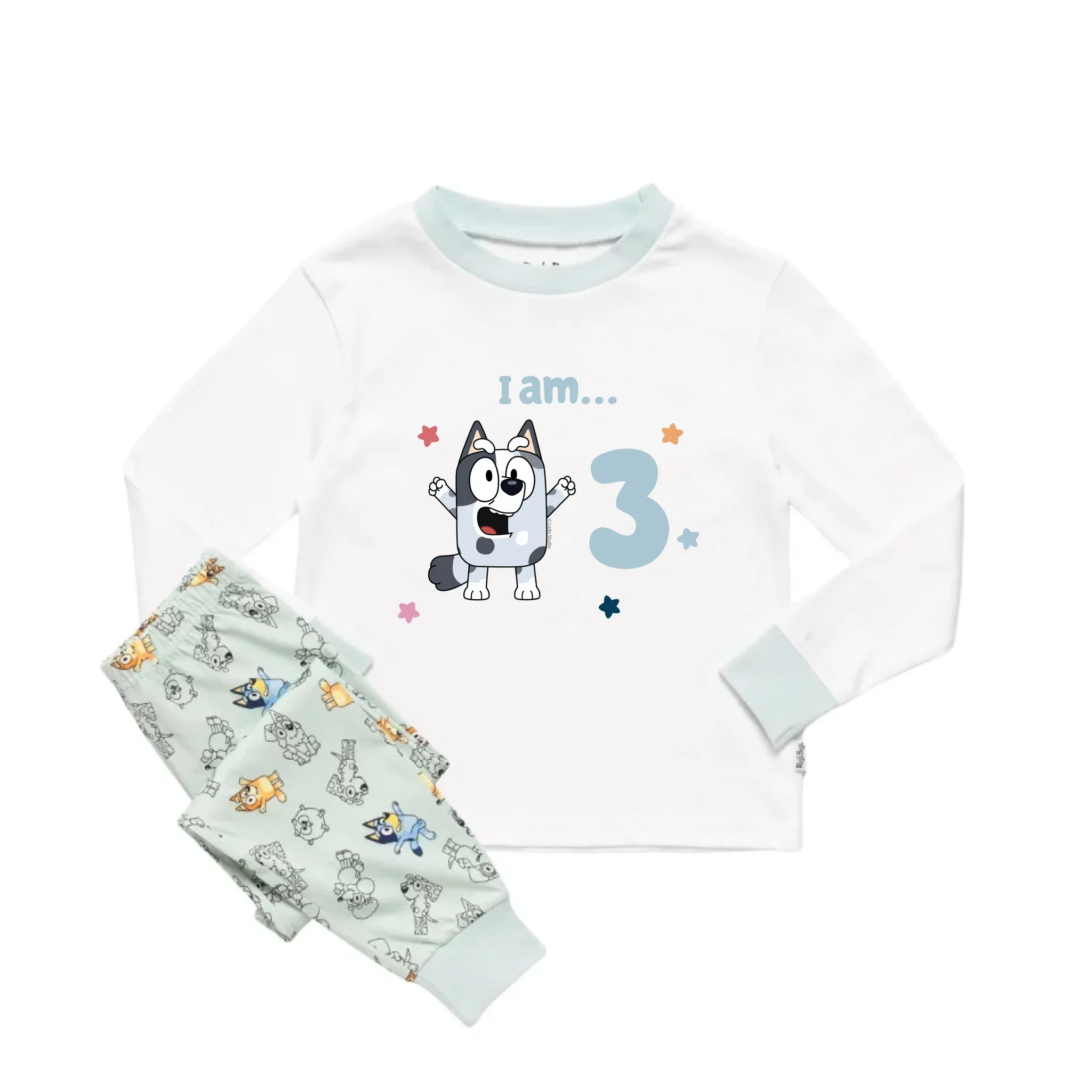 Personalised Bluey Birthday 'I am...' Kids' Long Sleeve Pyjamas - Image 36