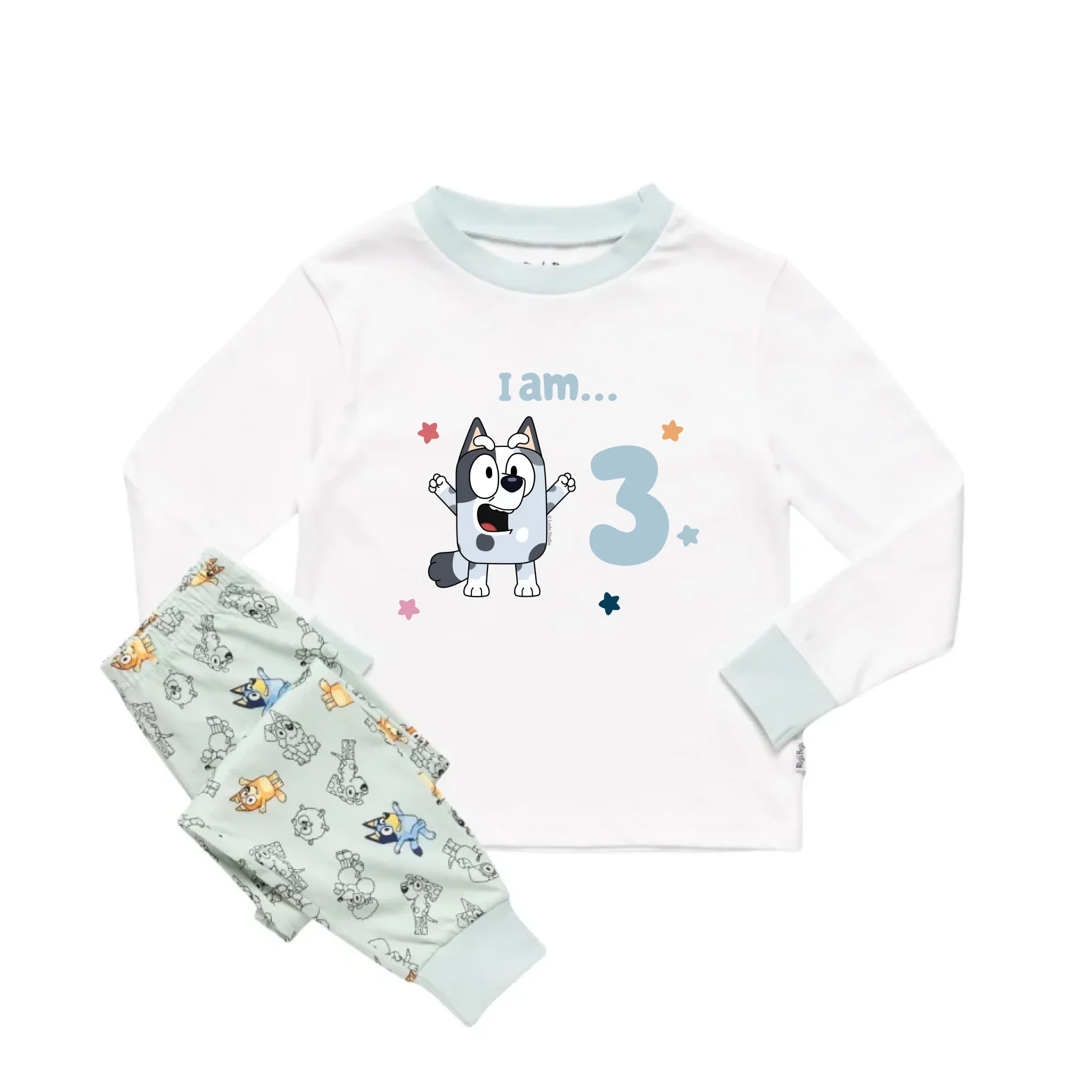 Personalised Bluey Birthday 'I am...' Kids' Long Sleeve Pyjamas - Image 41