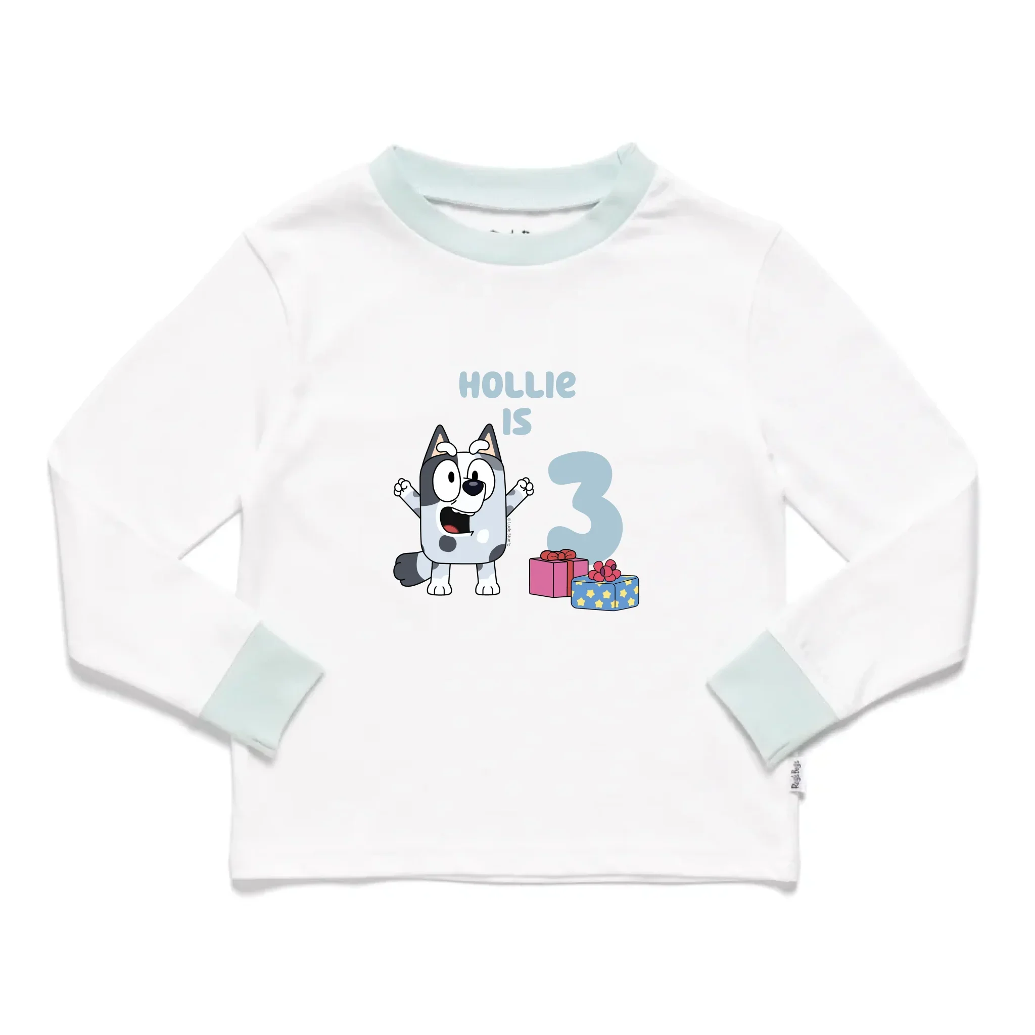 Personalised Bluey Birthday Name and Age Kids' Long Sleeve Pyjamas - Image 32
