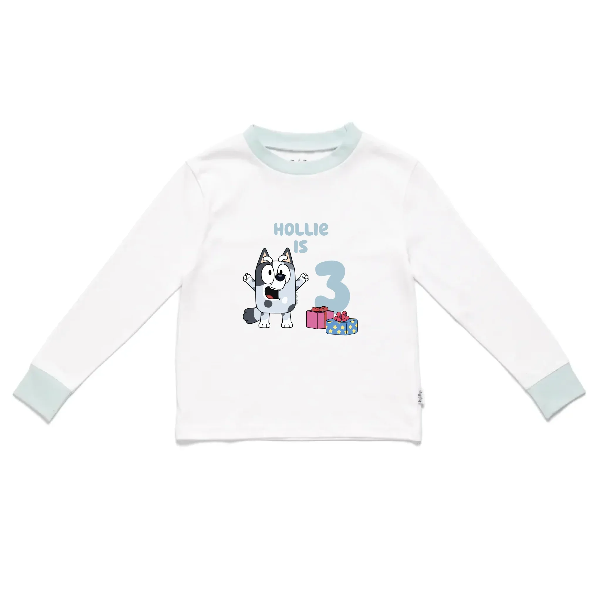Personalised Bluey Birthday Name and Age Kids' Long Sleeve Pyjamas - Image 4