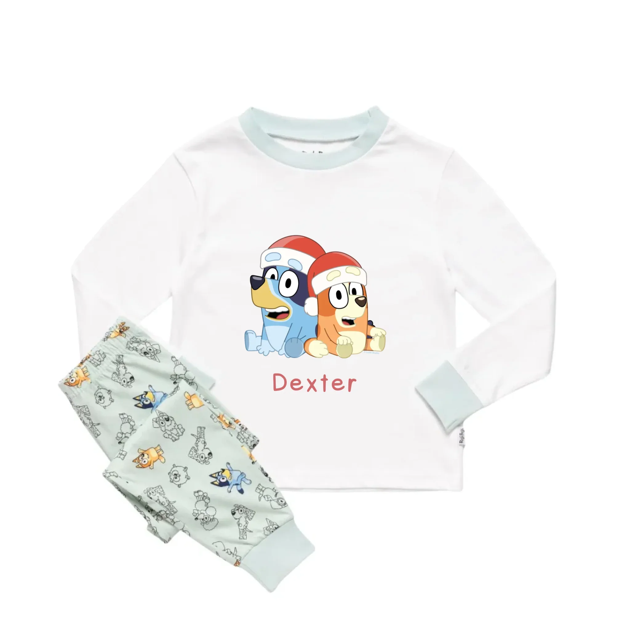 Personalised Bluey Christmas Kids' Long Sleeve Pyjamas - Image 19