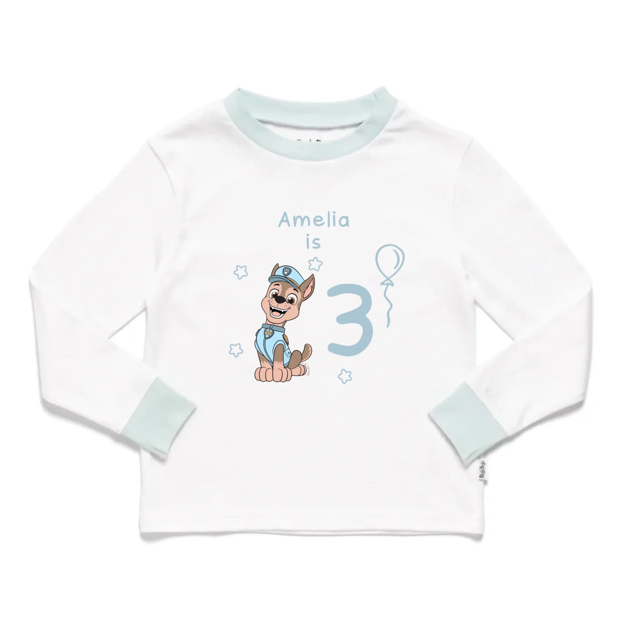 Personalised Paw Patrol Birthday Name and Age Kids' Long Sleeve Pyjamas - Image 7
