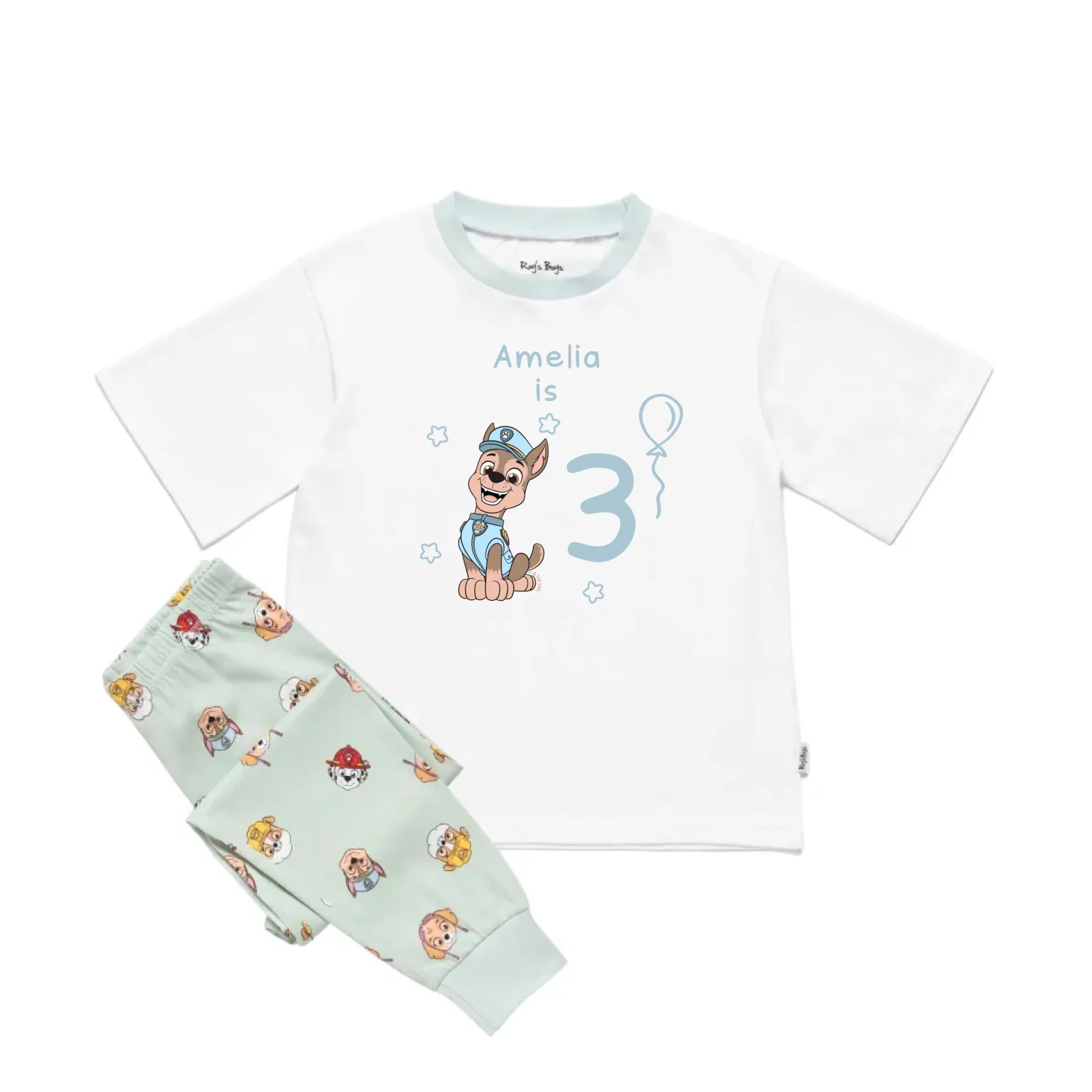 Personalised Paw Patrol Birthday Name and Age Kids' Short Sleeve Pyjamas - Image 13
