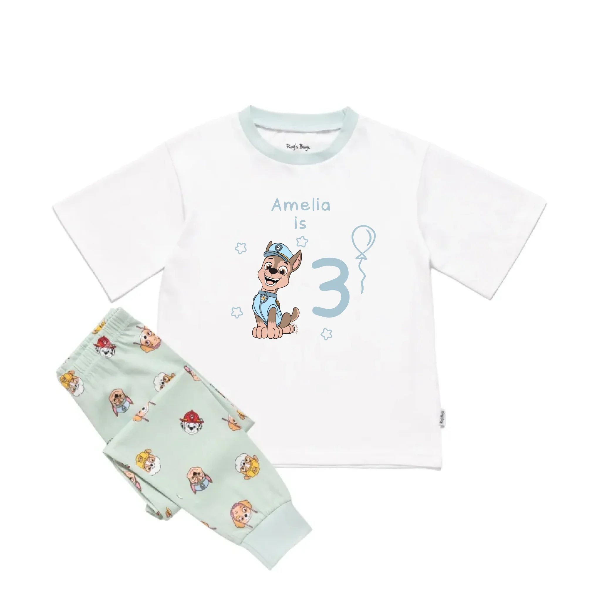 Personalised Paw Patrol Birthday Name and Age Kids' Short Sleeve Pyjamas - Image 5