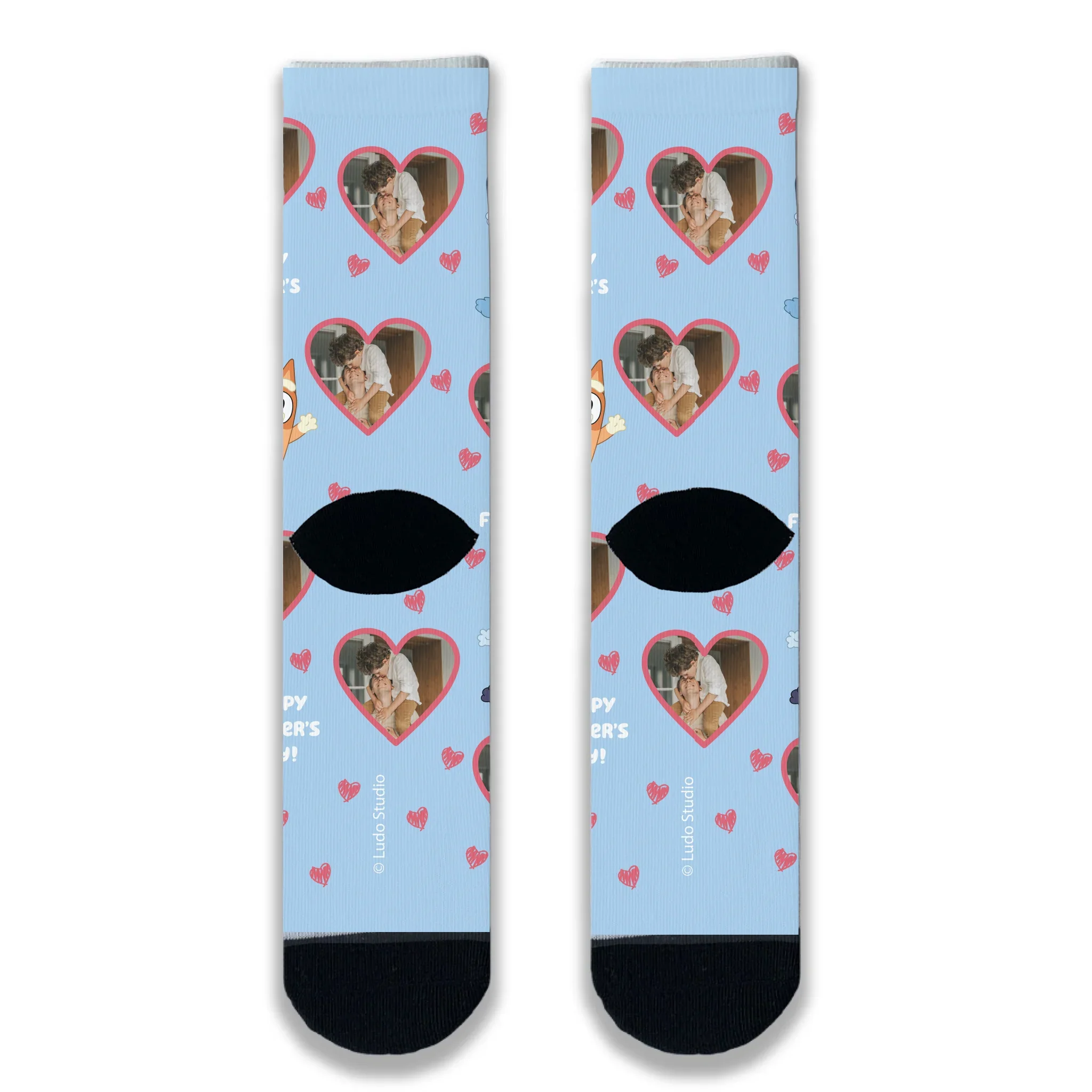 Personalised Photo Bluey Bandit 'Happy Father's Day' Adult Socks - Image 6