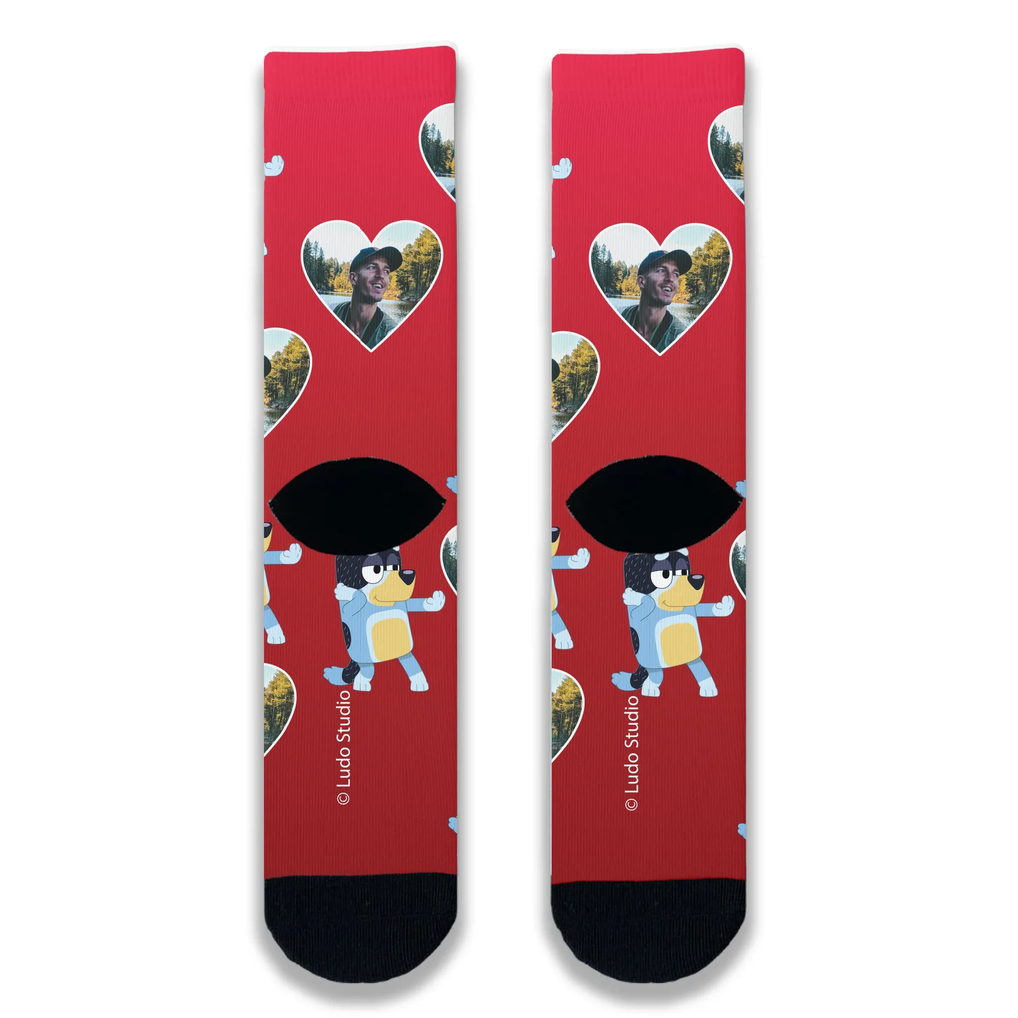 Personalised Photo Bluey 'Bandit' Romeo McFlourish Adult Socks - Image 4