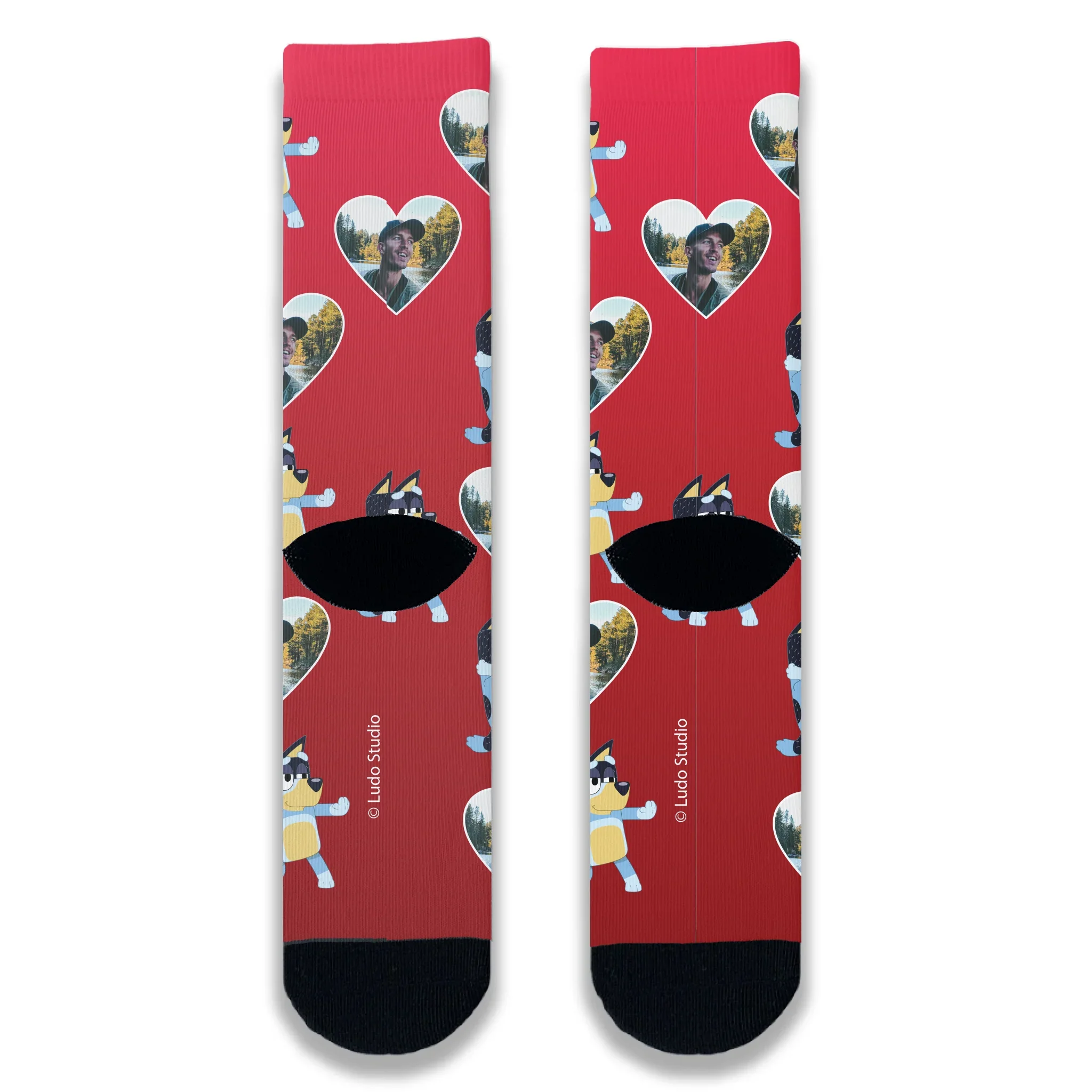 Personalised Photo Bluey 'Bandit' Romeo McFlourish Adult Socks - Image 5