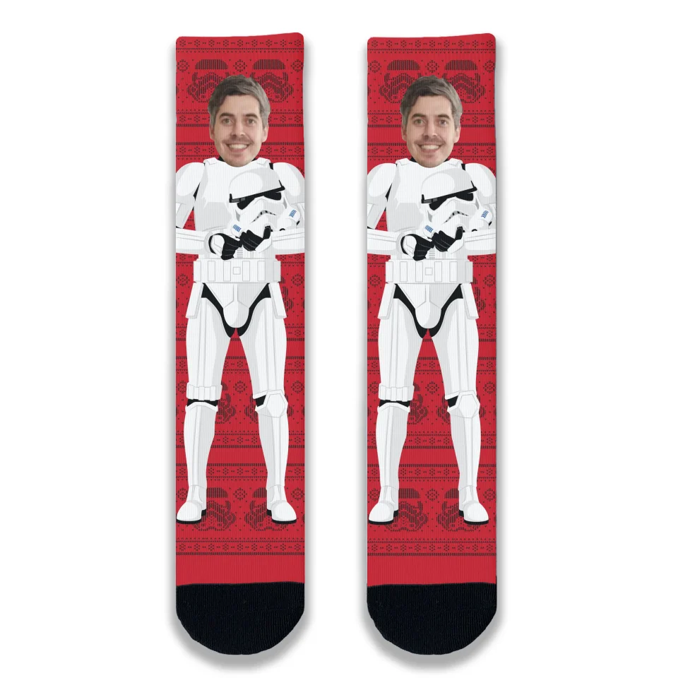 Personalised Stormtrooper Face Adult Printed Socks - Image 3
