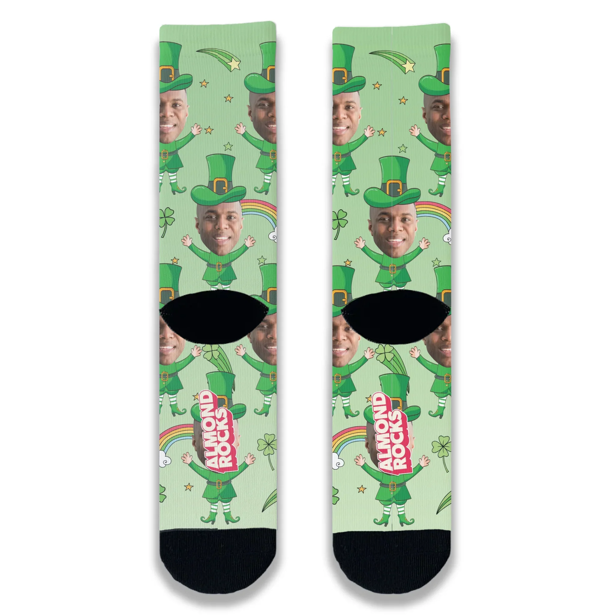St Patrick's Day Leprechaun Personalised Face Socks - Image 5